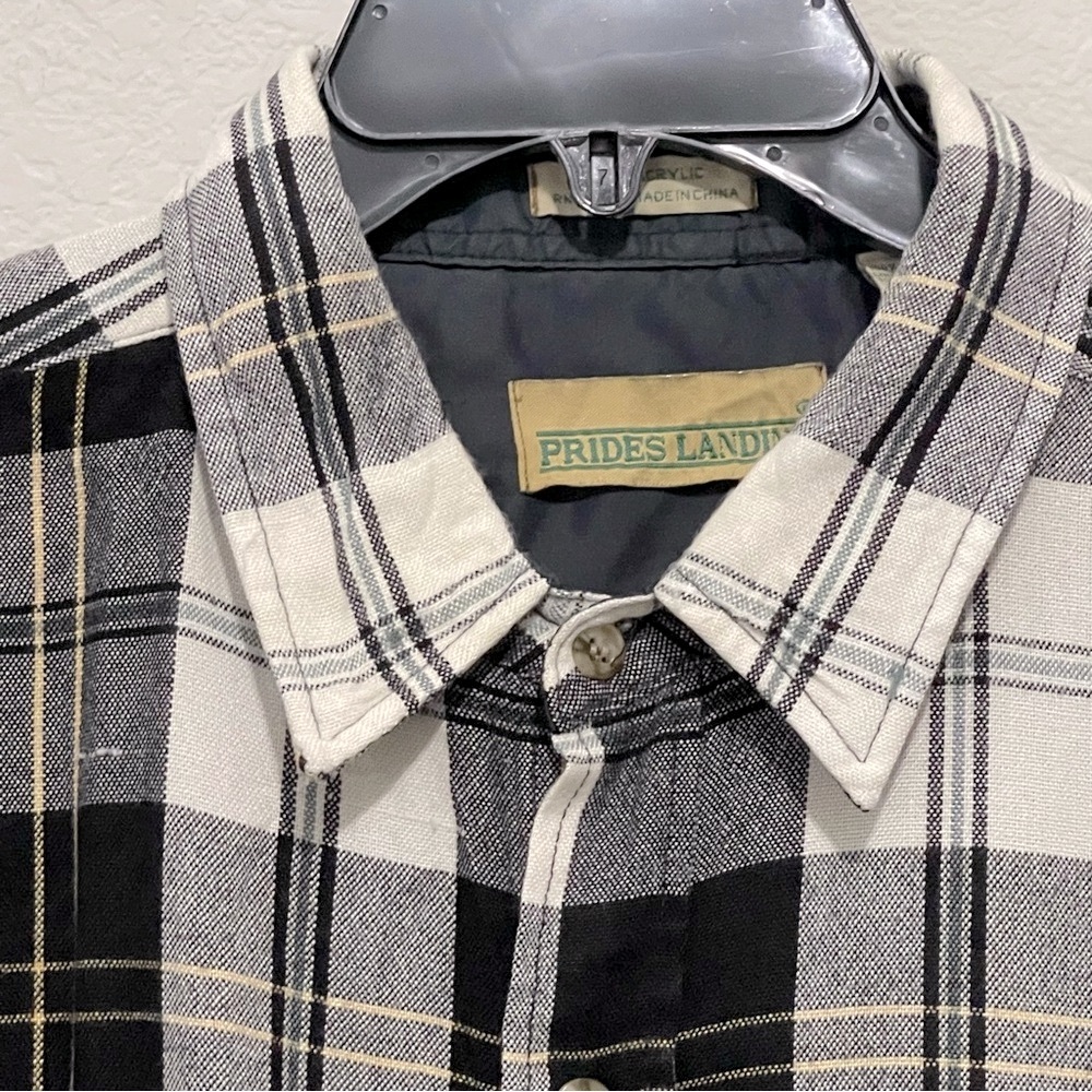 Vtg Prides Landing Men’s Flannel Long Sleeve Shirt with Satin Inside Cuffs Sz XL